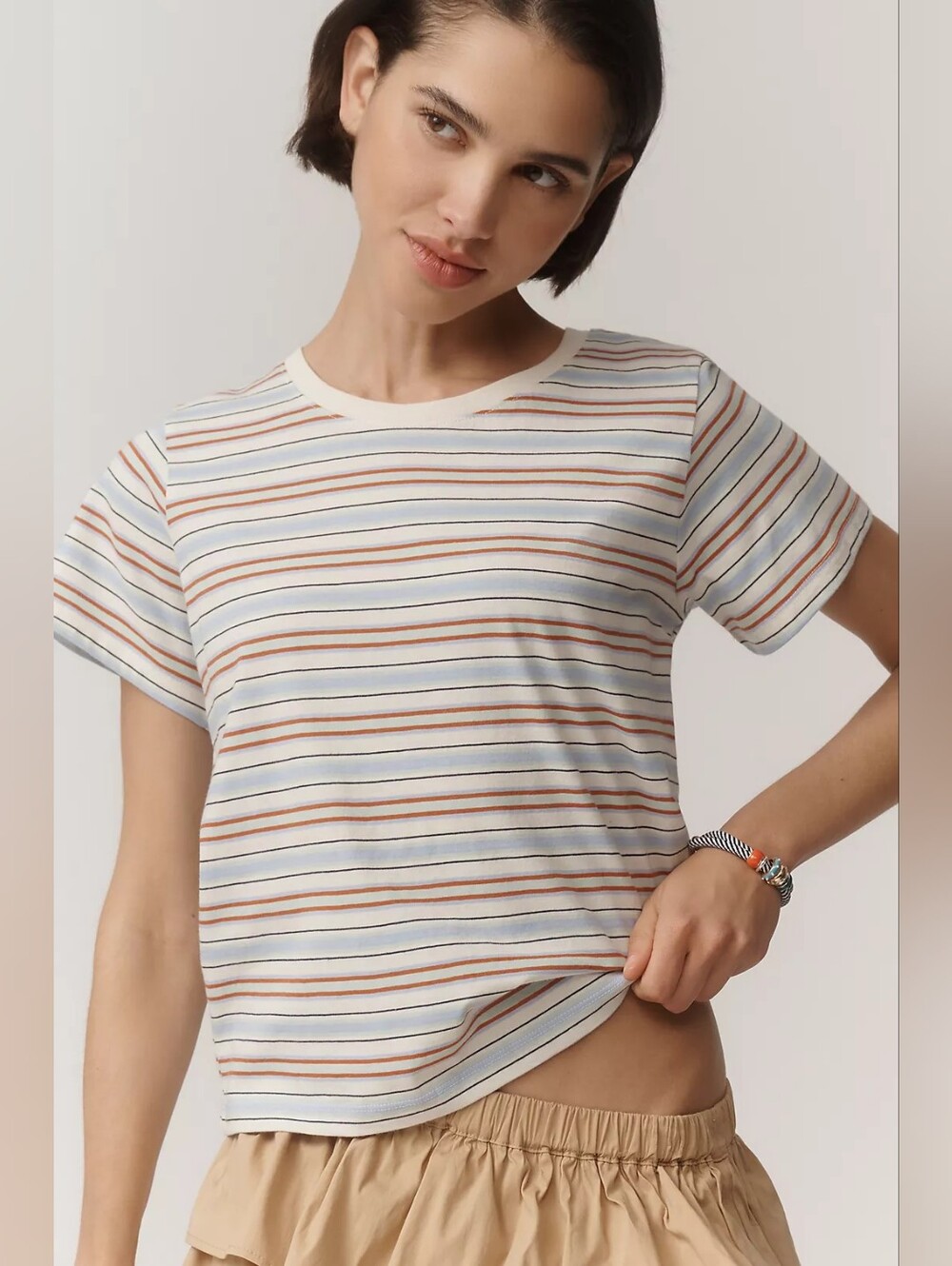 🪷NWT By Anthropologie Evelyn Cotton Everyday Tee in Talula Stripe, size S🌙